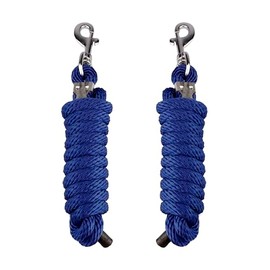 SIE Pack of 2 Solid Poly Lead Rope for Horse and Livestock 8 ft (Blue)