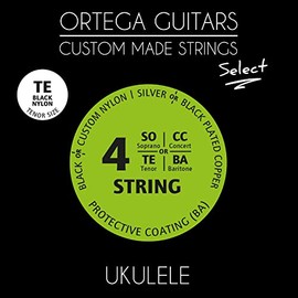 Ortega Guitars Custom Made Strings - Select - Tenor Ukulele - Black Nylon (UKSBK-TE)