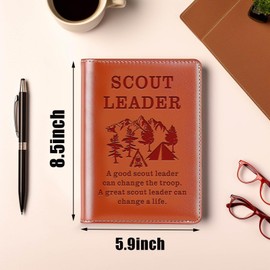 WHLBHG Scout Leader Gift Scout Leader Leather Notebook Scout Court of Honor Gift Inspiration Gift Scout Ceremony Writing Journal (SCOUT LEADER)