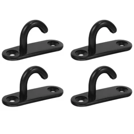 OUNONA Pad Eye Plate Hooks: 4 Pcs Stainless Steel Ceiling Hook Shape Screw Mount Hook Hanger Wall Mount Hook Loop Screw Mount Hook Marine Staple Hook for Wall Door