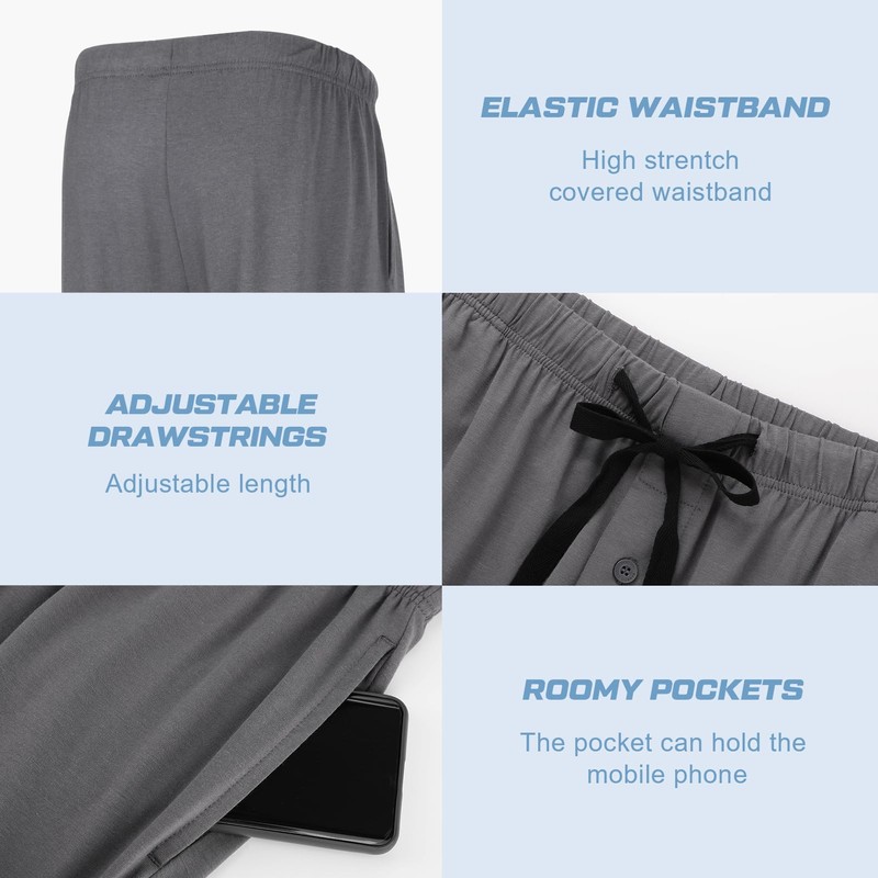 BAMBOO COOL Mens Pajama Pants Sleep Lounge Bottoms Soft Comfy