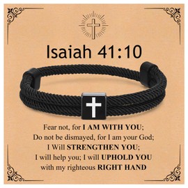 TempBeau WWJD Cross Bracelet for Men Women - Braided Rope Strand Bracelet Birthday Gift Ideas First Communion Confirmation Baptism Christian Easter Gifts for Man,5