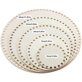 ZDNT 5 Pieces Basket Base for Crocheting Natural Wood Basket Base Bag Base for Crochet Basket Weave Set Crochet Basket Wood Base Wicker Base Round for DIY Crochet Basket Bottom, 10/15/20/25/30 cm