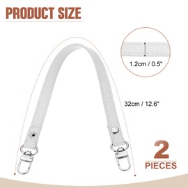 PATIKIL Leather Purse Handle Strap, 2 Pcs 13 Inch Leather Purse Strap Replacement DIY Women Clutch Bag Handbag Top Handle Repair Accessories, White