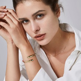 LILIE&WHITE Adjustable Teardrop Gold Cuff Bracelet For Women Gold Bangle Bracelet Chunky Open Cuff Bangle Bracelets for Women