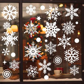 9 Pcs Christmas Window Stickers Xmas Decals Decorations for Glass Snowflakes Window Cling Sticker for Winter Decorations