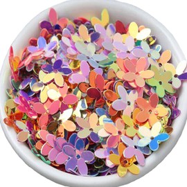 Carykon 3200pcs of 10mm Five Leaf Flower Glitters in 18 Colors Mixed Packaging, Flower Glitters Crafts