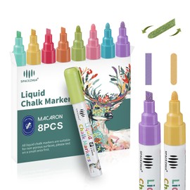 Liquid Chalk Markers for Blackboard 8 Macaron Colors 6mm Reversible Bullet&Chisel Tips Chalk Pens Wet & Dry Erase Markers for Kids,Adults Teachers Whiteboard Chalkboard Calendar Windows Glass Signs