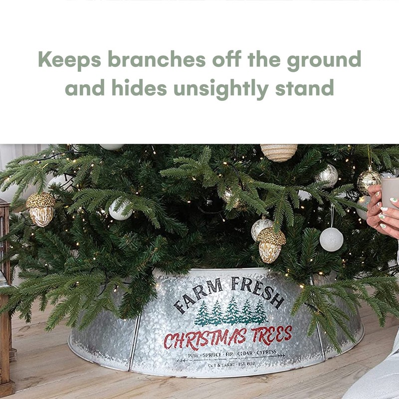 Hallops Galvanized Christmas Tree Collar - Large to Small Christmas