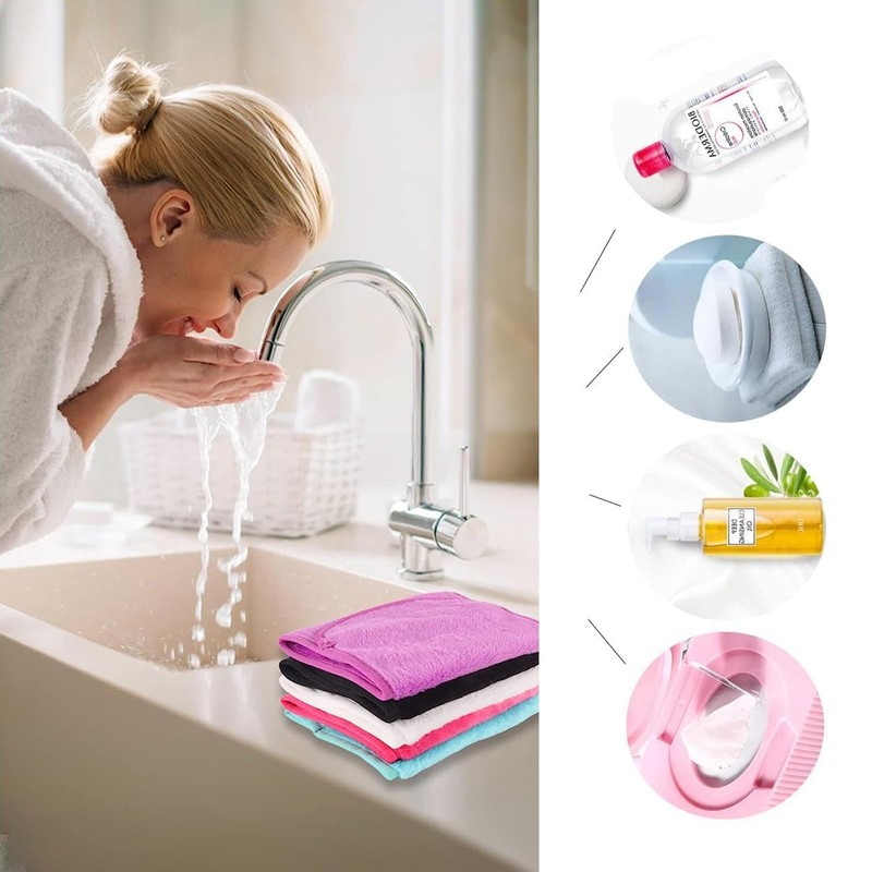 5Pack Reusable Make Up Remover Cloth Flannel Face Cloths Face