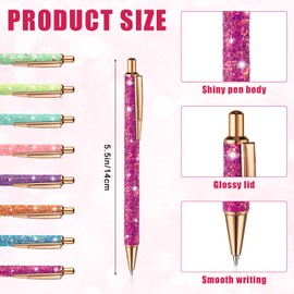 Sherr 16 Pcs Glitter Pens and Notebooks Glitter Pocket Notepad Mini Notebooks for Kids Fancy Pens for Women Colorful Ballpoint Spiral Notepads for Kids Back to School Gifts(Classic Color)