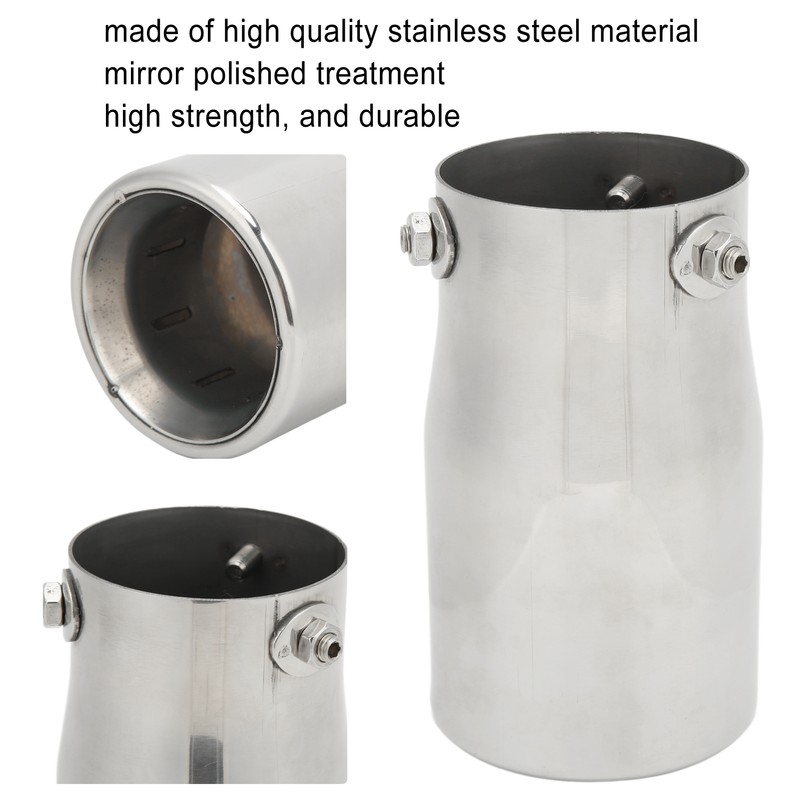 Exhaust Muffler 76mm/2.99in Mirror Polishing Stainless Steel Rear Muffler Exhaust