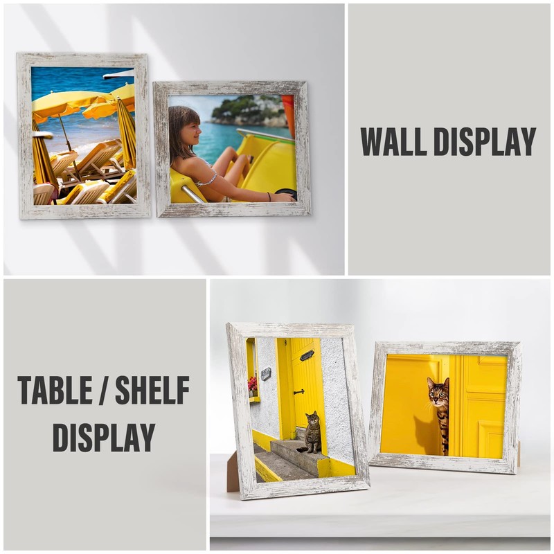 PETAFLOP 8x10 Picture Frame Set of 7, Distressd Rustic Frames
