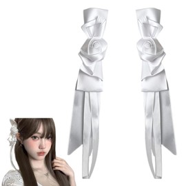 2-piece Set, Hair Ornament, Gothic Lolita, Ribbon, Bow, Rose, Girl, Hair Clip, Hair Accessories, Forest Girl, Yume Cute, Cosplay, Girls, Event, School Commute, White