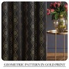 UGOUTRY 100% Blackout Curtains for Berdoom, Gold on Black Metallic