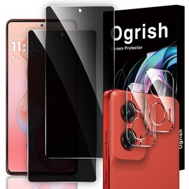 Ogrish 2+2 Pack Privacy Tempered Glass Screen Protector for Motorola Moto G Stylus 5G (2024) 5G +2 Pack Camera Lens Protector - Anti-Fingerprint,Shatter Proof,Anti-spy