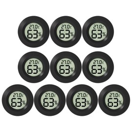 Mini Digital Hygrometer, 10 Pack Mini Hygrometer, ℃/℉ Adjustable, 2-in-1 Humidity Meter, Hydrometer Humidity Digital for Home, School, Wine Cellar, Greenhouse, Basement, Warehouse, Black