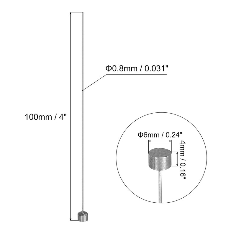 QUARKZMAN Pack of 5 Straight Ejector Pins, 0.8mm (0.031") Diameter,