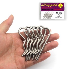 Alloygold 8Pcs Heavy Duty Hitch Pins Clip R Clips Cotter Pins, Stainless Steel Spring Retaining Wire Hair Pins， Large for Trailer Tractors Mower Carts Truck Pin Clip，Strong Spring Tension M4x78mm