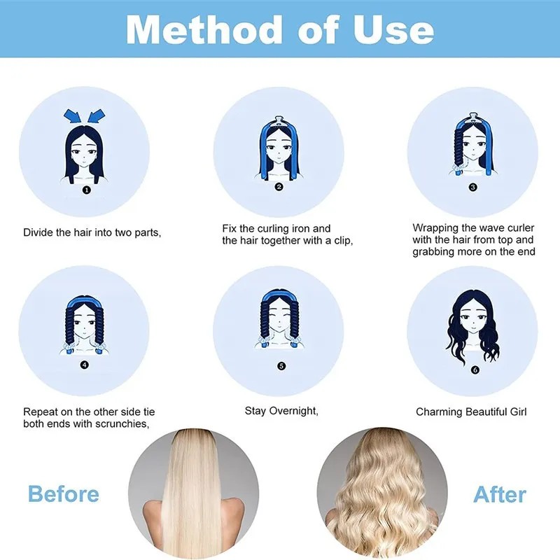 Curly Ondas En Cabello Rizos Sin Calor Tubo Con 2