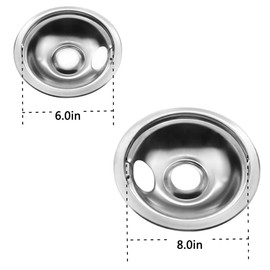 Stainless Steel Reflector Bowls Universal Drip Pan Kits Gas Stove Burner Rings for Frigidaire Kenmore(4 Pack)