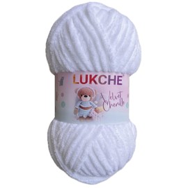 White Soft Velvet Yarn Chenille Yarn for Crocheting Super Bulky, 75.4 yds, Baby Blanket Yarn for Knitting Amigurumi Yarn Fancy Yarn for Crochet Weaving Craft (White 1)