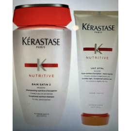 Kerastase Bain Satin 2 8.5oz  And Lait Vital 6.8oz  Set
