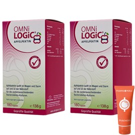 OMNi-LOGiC Apple Pectin 2 x 180 Capsules I Swells in the Stomach and Intestines I Valuable Fibre for Intestinal Bacteria I for Healthy Intestinal Flora and Digestion I Economy Set Plus Pharma Perle