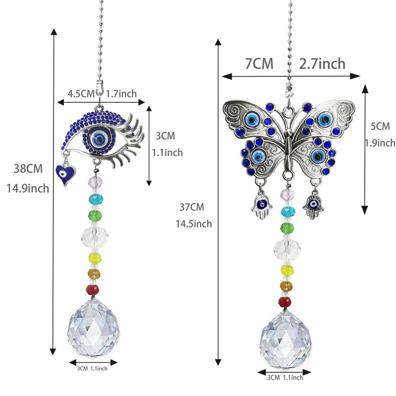Window Hanging Suncatcher with Crystal Blue Butterfly Garden Decoration (Butterfly
