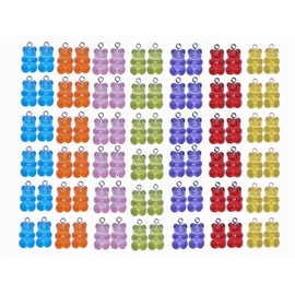 Smanzu Gummy Resin Bear Charms, Pack of 42 Candy Bear Pendants for DIY Jewelry Making Crafting(Assorted Colors)