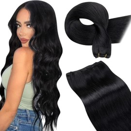 LaaVoo Real Hair Wefts, 60 cm, Hair Extensions, Long, for Sewing in, Weft Extensions, Double Wefts, 100 g