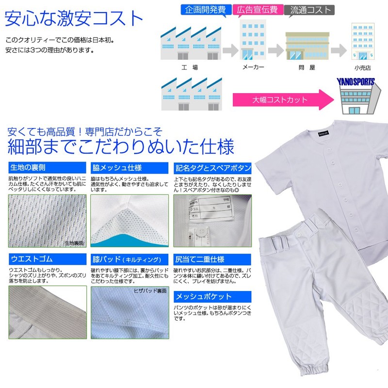 Junior Lightweight and Easy to Move, Easy Washing, Baseball Uniform,