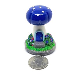 Fairy garden dark blue mushroom house. Fairy cottage. Fairy garden accessories.