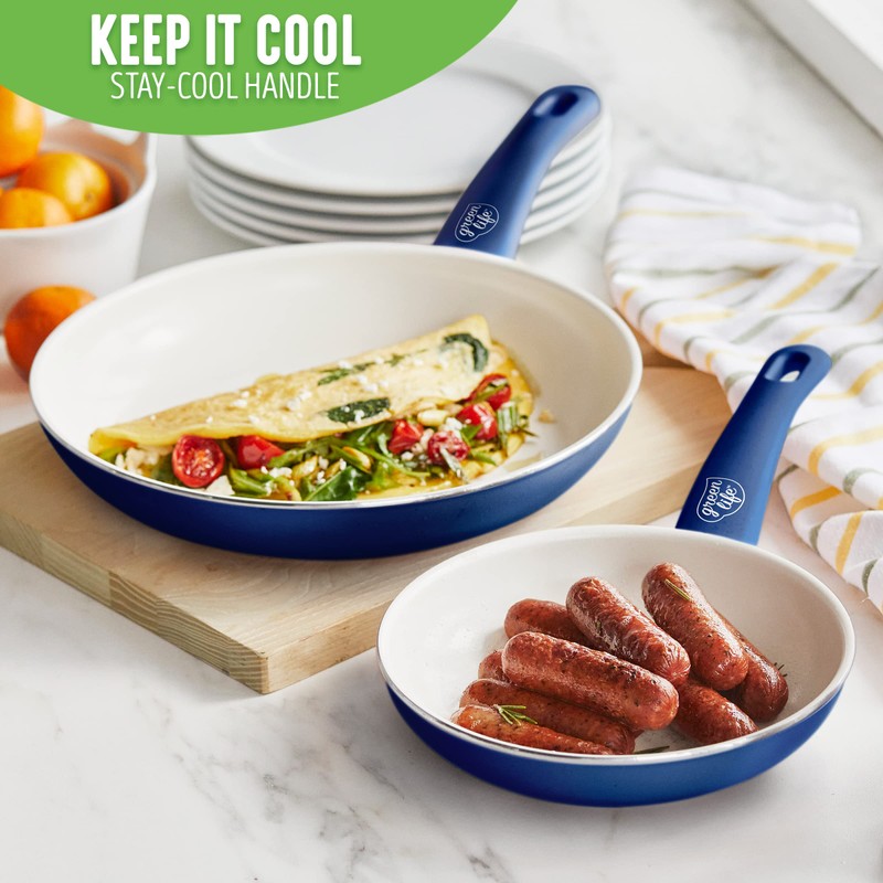 GreenLife Non Stick Fry Pan Set (7" & 10"), Non-Toxic