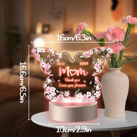 Mothers Day Gifts, Gifts for Mum, Glowing Acrylic Block Mothers Day Gifts for Mum, Mothers Day Present from Son Daughter, Mothers Day Presents Mothers Day Decorations for Mum Birthday Gift (Butterfly)