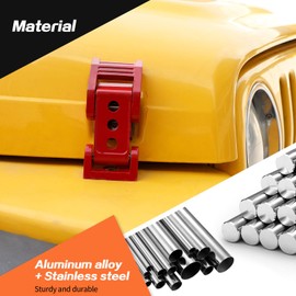 JeCar Aluminum Hood Latches for 1997-2006 Jeep Wrangler TJ Hood Locking Kit (Red)