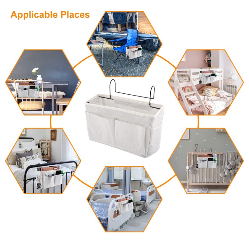Surblue Bedside Caddy Bedside Storage Bag Hanging Organizer for Bunk,