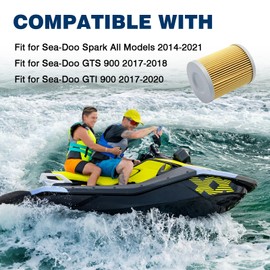 Oil Filter with O-Ring & Spark Plugs Kit Compatible with Sea-Doo Spark 900 2014-2020 Replace For 420956123 CR8EB