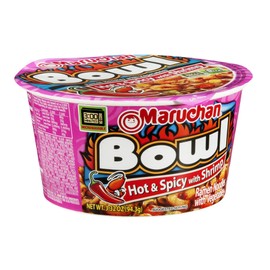 Maruchan Bowl Hot & Spicy with Shrimp Flavor Ramen Noodles with Vegetables 3.32 OZ (Pack of 12)