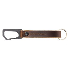 Trayvax Keyton Clip Carabiner Keychain Stainless-Steel, Dark Brown, Black Metal