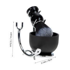 Gatuida 1Set Men's Shaving Brush Set with Stand Beard Grooming Kit for Luxurious Lather Ergonomic Design Includes Shaving Bowl and Brush Holder for Easy Storage Black Silver