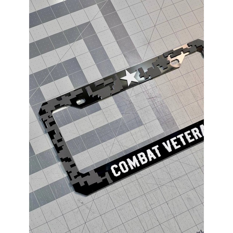 plate frame COMBAT VETERAN Black License Plate Frame Cover, Frame,