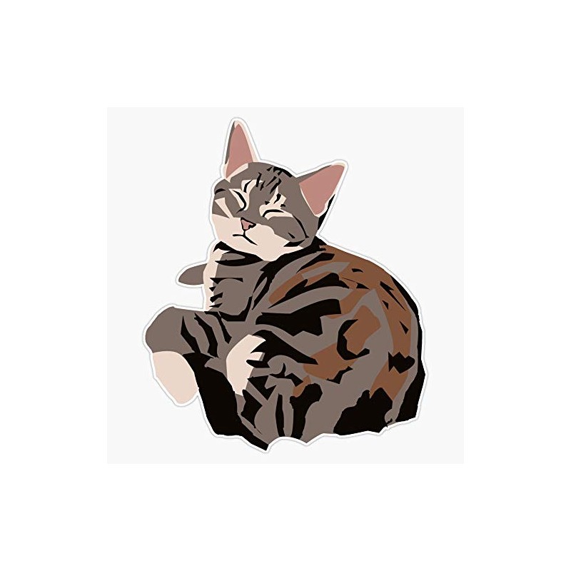 Gray Tabby Kitty Waterproof Vinyl Window Bumper Sticker Decal 5"