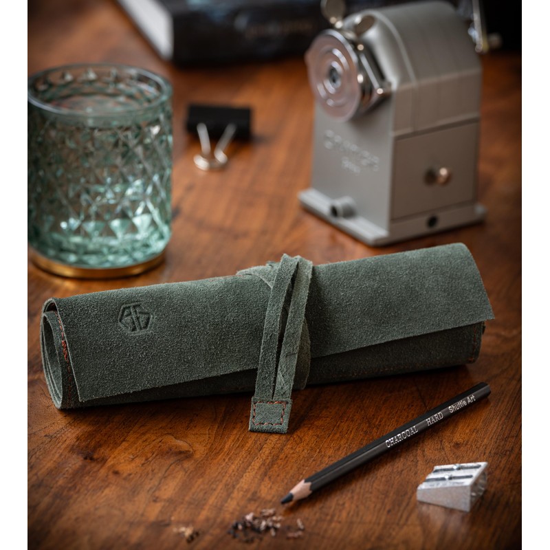 Angus Stoke Leather Roll Bag for Pens, Brushes and Accessories