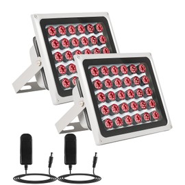 2 Pack IR Illuminators 30 LEDs 850nm Long Range Illuminator Up to 330ft/100m 90 Degree Wide Angle Infrared Flood Light IP67 Waterproof for Security Camera IR Light Indoor&Outdoor