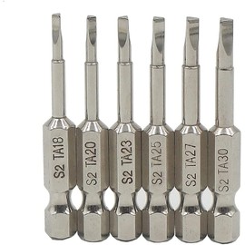 Fixinus 6 Pieces Magnetic Triangle Screwdriver Bits Set, 1/4 Inch Hexagonal 1.8/2.0/2.3/2.5/2.7/3.0 Triangle Screwdriver Bits S2 Steel Triangle Drill, 50 mm Length