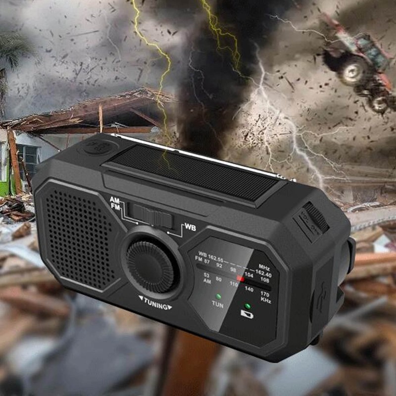 Solar Hand Crank Radio NOAA Portable Multifunctional Hand Crank Weather