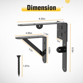 Fence Gate Kit Gate Hardware with Gate Latch for Wooden Fence, Heavy Duty Anti Sag Gate Corner Brace Bracket (2 Set)