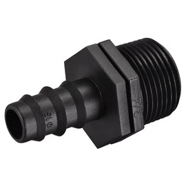 sourcing map Drip Irrigation Fittings 15.5mm Barbed to G3/4 Male Thread for 1/2 Inch Tubing (Black, Pack of 4)