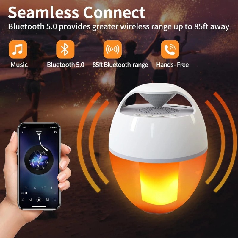 KingSom Floating Bluetooth Pool Speakers with Flame Lights,360° Surround Stereo